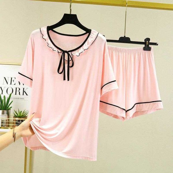 modal cotton lacework pajama set: summer sweetness with fungal twist
