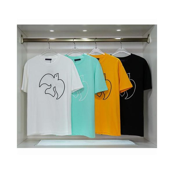 

womens tees summer new t-shirt flocking three-dimensional cartoon bear letter embroidery loose short sleeves for men and women s-xxl, White