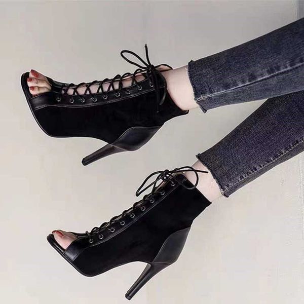 sandals lace-up sandals heels 9cm women's shoes summer 2023 trend black peep toe boots fashion cloth stilettos jazz dance female 230322
sandals lace-up sandals heels 9cm women's shoes summer 2023 trend black peep toe boots fashion cloth stilettos jazz dance female 230322