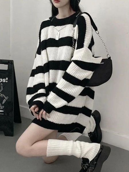 women's t shirt deeptown gothic sweater harajuku punk knitted stripes jumper vintage plus size loose long sleeve pullover streetwear 2, White
women's t shirt deeptown gothic sweater harajuku punk knitted stripes jumper vintage plus size loose long sleeve pullover streetwear 2, White