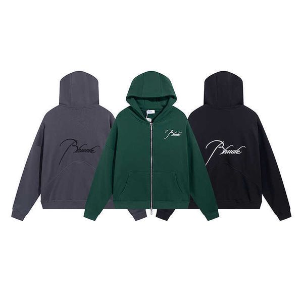 rhude american high street fashion brand men's and women's same letter embroidery loose terry hoodie cardigan sweater coat, Black
rhude american high street fashion brand men's and women's same letter embroidery loose terry hoodie cardigan sweater coat, Black