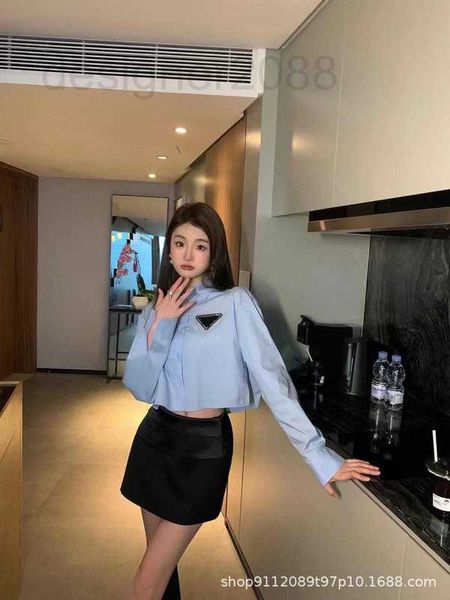 women's blouses & shirts designer 2023 new triangle label handmade beaded letter decoration versatile slim polo neck long sleeve short, White
women's blouses & shirts designer 2023 new triangle label handmade beaded letter decoration versatile slim polo neck long sleeve short, White