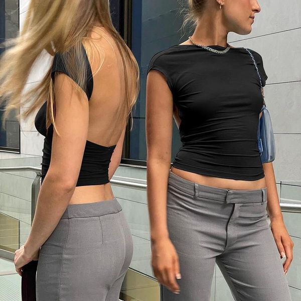 solid color y2k short sleeve open back womens versatile clothing 2023 skinny basic summer slim fit t shirt crop top, White
solid color y2k short sleeve open back womens versatile clothing 2023 skinny basic summer slim fit t shirt crop top, White