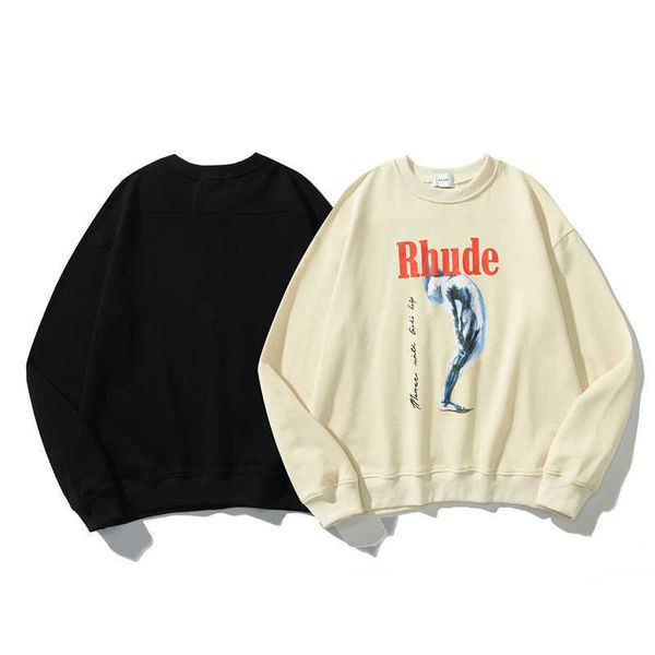 2022 american early rhude hoodie autumn fashion brand tortured goddess terry round neck casual pullover sweater for men and women, Black
2022 american early rhude hoodie autumn fashion brand tortured goddess terry round neck casual pullover sweater for men and women, Black