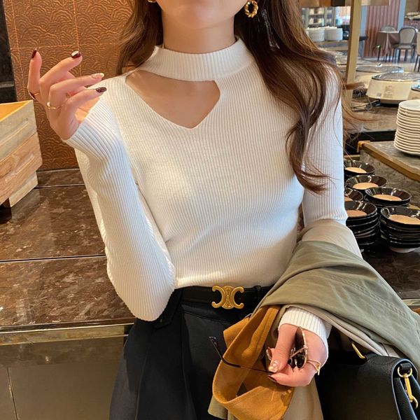 2022 new spring autumn women sweater halter neck design hollow out solid color long sleeve slim bottoming knitted p230331, Black
2022 new spring autumn women sweater halter neck design hollow out solid color long sleeve slim bottoming knitted p230331, Black