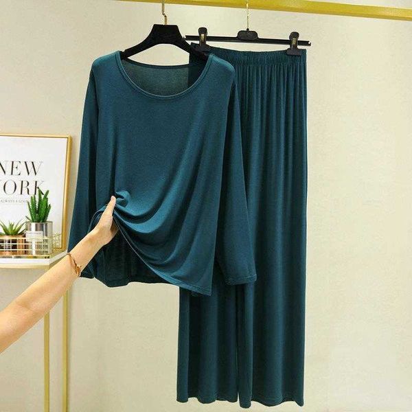 spring and summer modal cotton long sleeved t shirt wide leg pants womens loose