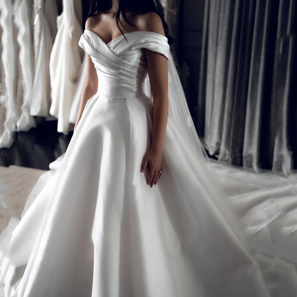 elegant white satin a-line wedding dresses off the shoulder simple long bridal gowns pleats garden beach robe de mariage vestido novia 2023
elegant white satin a-line wedding dresses off the shoulder simple long bridal gowns pleats garden beach robe de mariage vestido novia 2023
