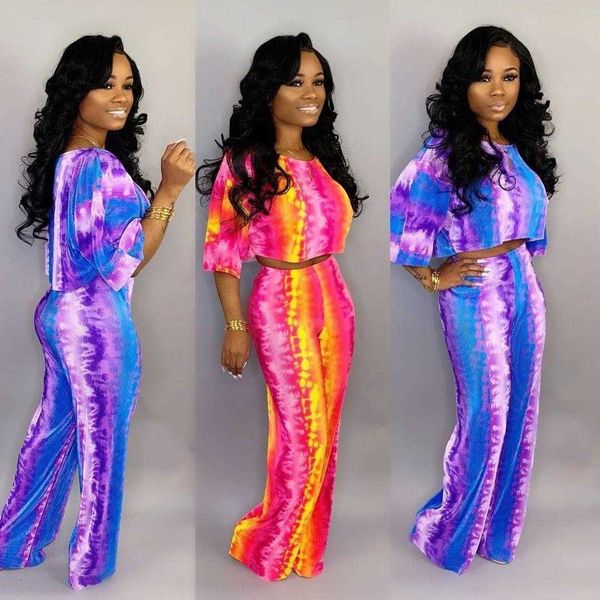 womens tie pants dye printed two piece suit mid calf summer short sleeve, White
womens tie pants dye printed two piece suit mid calf summer short sleeve, White