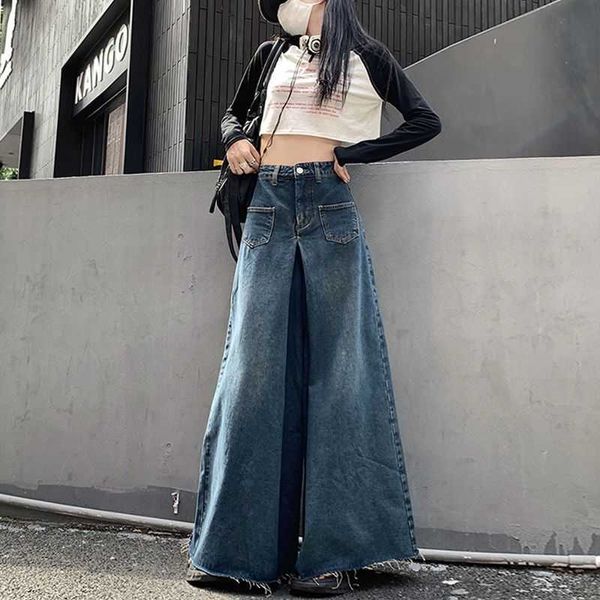 oversized vintage high waist jeans high street loose frayed wide leg jeans fashion korean casual solid color straight trousers, Blue
oversized vintage high waist jeans high street loose frayed wide leg jeans fashion korean casual solid color straight trousers, Blue