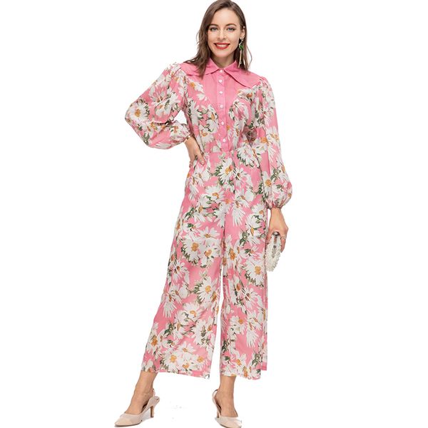 women's runway two piece pants set turn down collar long sleeves printed blouse with wide leg pant fashion twinsets, White
women's runway two piece pants set turn down collar long sleeves printed blouse with wide leg pant fashion twinsets, White