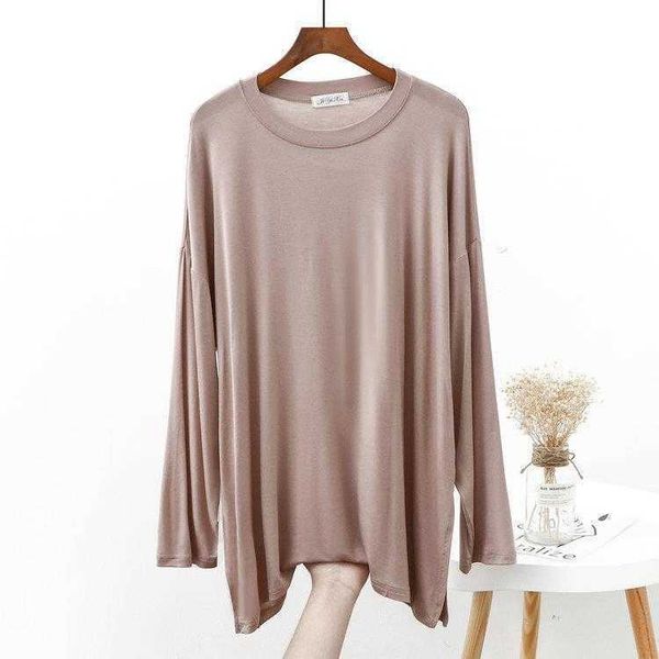 spring and summer womens blouses modal loose large size mid length side slit round, White
spring and summer womens blouses modal loose large size mid length side slit round, White