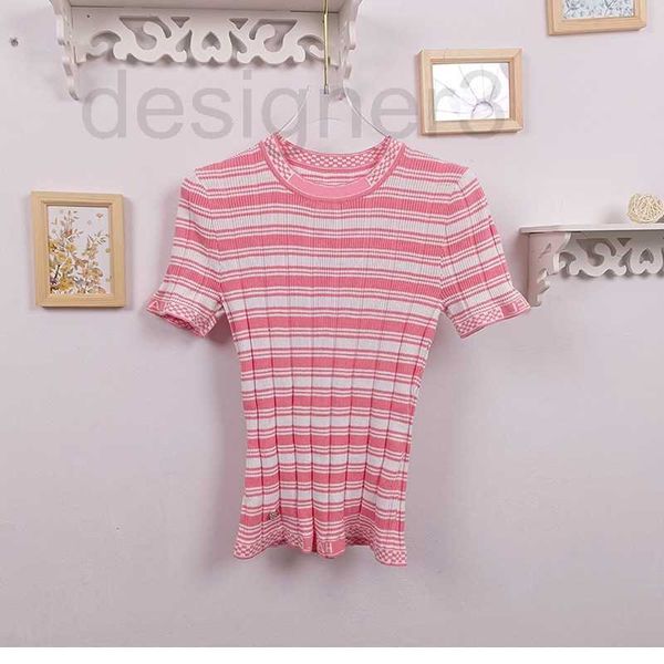 women's t-shirt designer gaoban chic dress 2023 early spring new pink stripe knitted flower letter diamond button short sleeve women x4, White
women's t-shirt designer gaoban chic dress 2023 early spring new pink stripe knitted flower letter diamond button short sleeve women x4, White