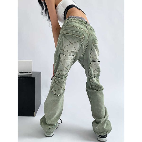 women's green jeans vintage washed multiple pockets wide leg pants casual street high waist baggy denim trouser ladies summer, Blue
women's green jeans vintage washed multiple pockets wide leg pants casual street high waist baggy denim trouser ladies summer, Blue