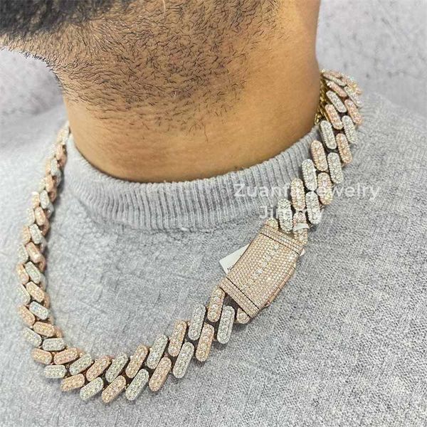 15mm two tone 18inch white gold rose gold color big iced out moissanite miami hip hop jewelry cuban link chain, Silver
15mm two tone 18inch white gold rose gold color big iced out moissanite miami hip hop jewelry cuban link chain, Silver
