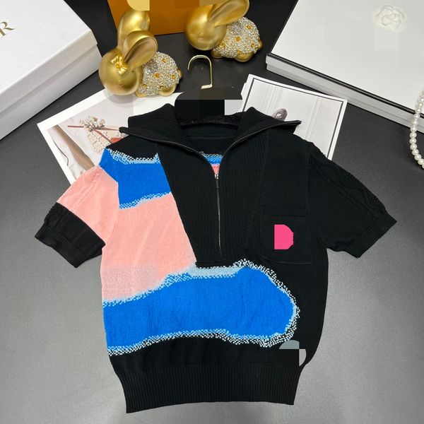 322 2023 spring brand same style sweater short sleeve lapel neck pullover fashion womens clothes womens qian28, White;black
322 2023 spring brand same style sweater short sleeve lapel neck pullover fashion womens clothes womens qian28, White;black