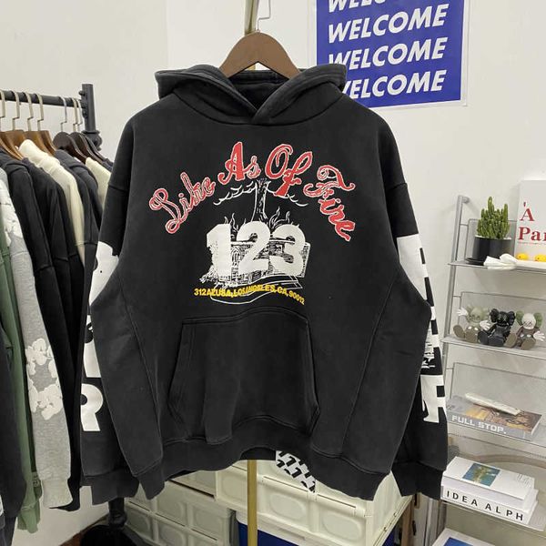 rrr123 co branded fog age youth league same sweater made old letter print loose pullover hoodie men, Black
rrr123 co branded fog age youth league same sweater made old letter print loose pullover hoodie men, Black