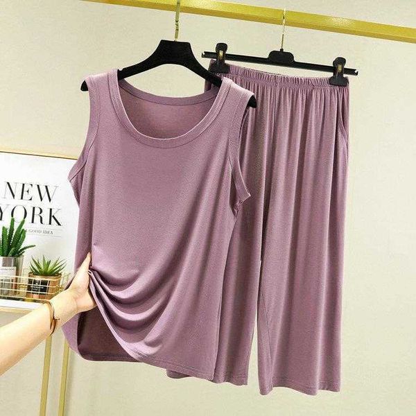 modal pajamas womens sleeveless vest cropped pants suit two piece home wear loose
modal pajamas womens sleeveless vest cropped pants suit two piece home wear loose