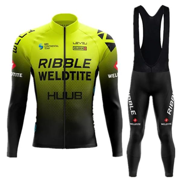 Image of Cycling Jersey Sets HUUB Spring Autumn Long Sleeve Set MTB Bicycle Clothing Maillot Ropa Ciclismo Mans Bike Clothes 231102