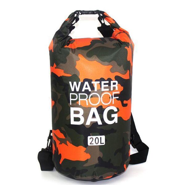

PVC Camouflage Waterproof Bag Dry Package Outdoor Swimming Storage Bag Man Rafting Sack Kayaking Drifting River Trekking Bag 5-30L, 10l- light blue camo