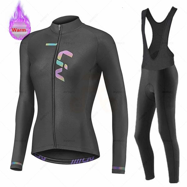 Image of Cycling Jersey Sets Liv Women Team Winter Clothing Thermal Fleece Bicycle Set MTB Clothes Road Bike Uniforme Ropa Ciclismo Invierno 231102