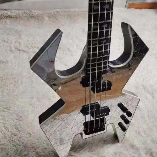 b rich warlock cracked mirror electric bass guitar 4 strings, rare shaped, black hardware, triangle inlay
b rich warlock cracked mirror electric bass guitar 4 strings, rare shaped, black hardware, triangle inlay