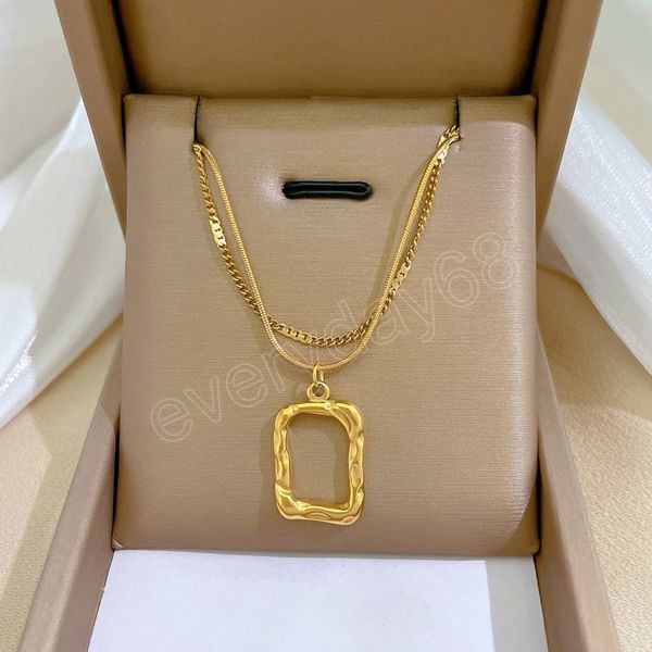 fashion art frame double stacked titanium steel necklace for women geometric square frame stainless steel pendant jewelry gift, Silver
fashion art frame double stacked titanium steel necklace for women geometric square frame stainless steel pendant jewelry gift, Silver