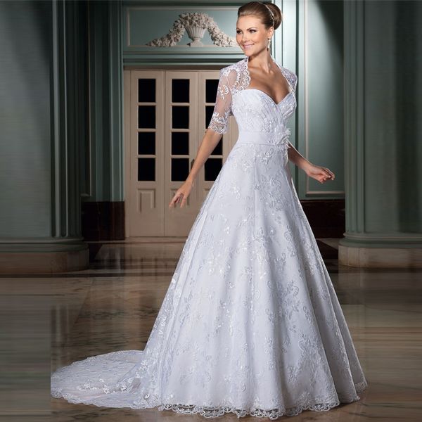 half sleeves lace a-line wedding dresses modest sweetheart ladies bridal gowns white fashionable vestidos de mariage spring
half sleeves lace a-line wedding dresses modest sweetheart ladies bridal gowns white fashionable vestidos de mariage spring
