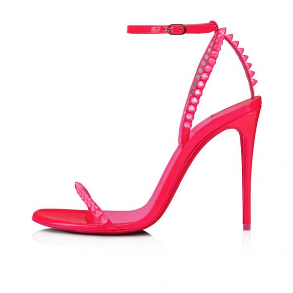 100mm sandals - pearlescent lacquer leather and nails - fluorescent pink fashion women's shoes cool, Black
100mm sandals - pearlescent lacquer leather and nails - fluorescent pink fashion women's shoes cool, Black