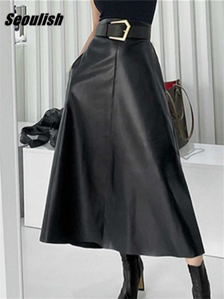 seoulish classic black faux pu leather long skirts with belted 2023 new high waist umbrella skirts ladies female autumn winter
seoulish classic black faux pu leather long skirts with belted 2023 new high waist umbrella skirts ladies female autumn winter