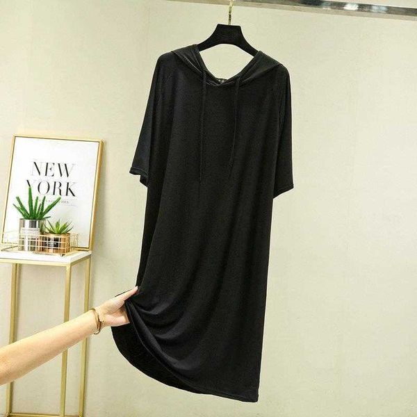 womens modal long sleeved hooded dress for outer wear spring and summer large size, Black;gray
womens modal long sleeved hooded dress for outer wear spring and summer large size, Black;gray
