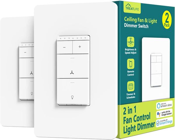 treatlife smart ceiling fan control and dimmer light switch 2pack neutral wire needed 2.4ghz single pole wi-fi fan light switc
treatlife smart ceiling fan control and dimmer light switch 2pack neutral wire needed 2.4ghz single pole wi-fi fan light switc
