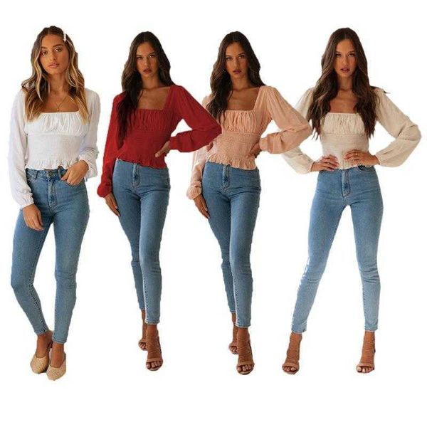 selling product solid color shirts square collar deep v long sleeve pleating bare, White
selling product solid color shirts square collar deep v long sleeve pleating bare, White