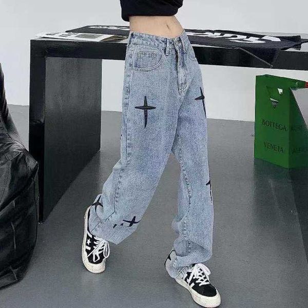 streetwear cross embroidery jeans woman high waist straight baggy pants korean fashion women's jeans 2023 trend trousers, Blue
streetwear cross embroidery jeans woman high waist straight baggy pants korean fashion women's jeans 2023 trend trousers, Blue