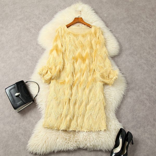 casual dresses european and american women's clothes 2023 spring new long sleeve feather tassel round neck fashion yellow dress, Black;gray
casual dresses european and american women's clothes 2023 spring new long sleeve feather tassel round neck fashion yellow dress, Black;gray