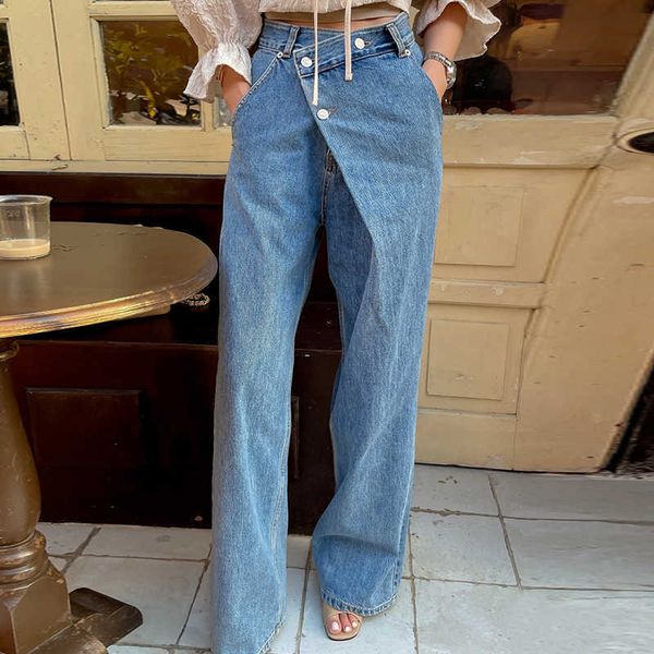 superaen korea chic autumn retro high waist irregular buckle design fashion wide leg jeans pants women, Blue
superaen korea chic autumn retro high waist irregular buckle design fashion wide leg jeans pants women, Blue