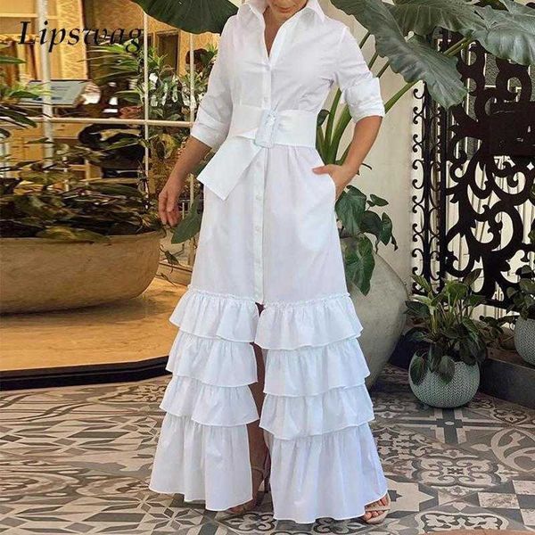 chic women waist split shirt dress autumn solid lapel long sleeve dress fashion single-breasted cake layered long dress cover up, White;black
chic women waist split shirt dress autumn solid lapel long sleeve dress fashion single-breasted cake layered long dress cover up, White;black