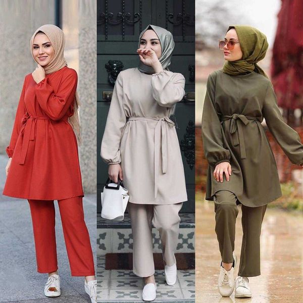 muslim fashion pants plus size two piece suit womens clothing arabic girl solid, White
muslim fashion pants plus size two piece suit womens clothing arabic girl solid, White