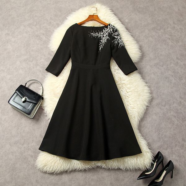 casual dresses european and american women's clothes 2023 spring new five-point sleeve nail bead fashion black pleated dress, Black;gray
casual dresses european and american women's clothes 2023 spring new five-point sleeve nail bead fashion black pleated dress, Black;gray
