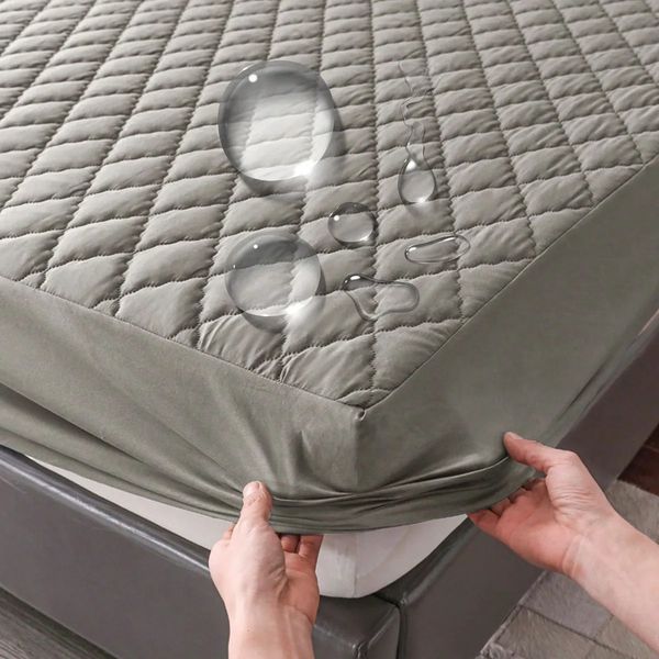 Mattress Pad Waterproof Throw Cover Bed Fitted Sheet Protector Single Double 140 160 Muti Size Gray White 231101
