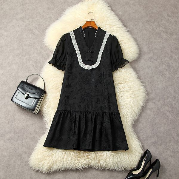 casual dresses european and american women's clothes 2023 spring new short sleeve stand collar fashion vintage jacquard fishtail dress, Black;gray
casual dresses european and american women's clothes 2023 spring new short sleeve stand collar fashion vintage jacquard fishtail dress, Black;gray