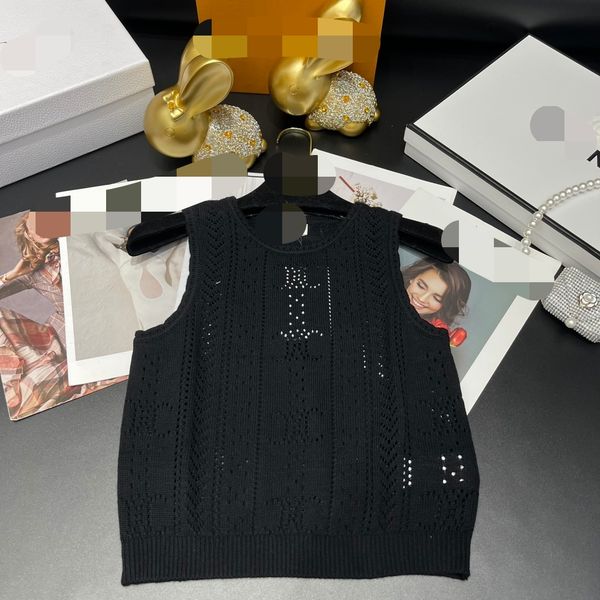 322 2023 spring brand same style sweater sleeveless crew neck pullover fashion womens clothes womens qian2, White;black
322 2023 spring brand same style sweater sleeveless crew neck pullover fashion womens clothes womens qian2, White;black