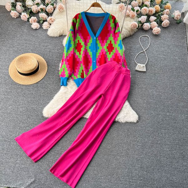 2023 two piece dress women plaid knitted two pieces suits v neck sweater cardigan wide leg knit long pant winter vintage warm sweater sets, White
2023 two piece dress women plaid knitted two pieces suits v neck sweater cardigan wide leg knit long pant winter vintage warm sweater sets, White