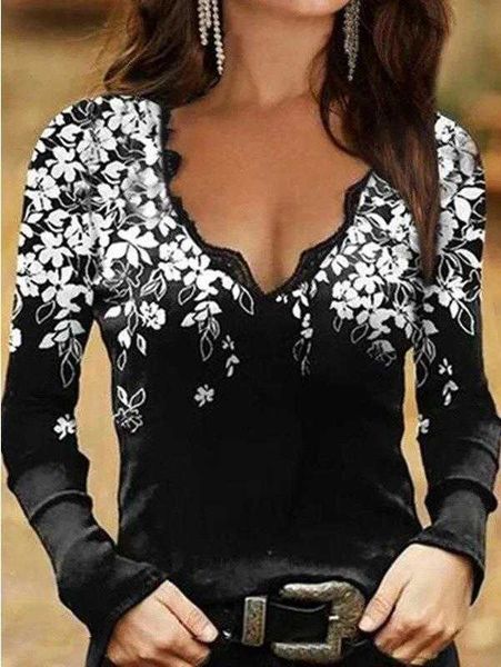 womens long sleeve autumn and shirts winter v neck sleeved bottoming shirt floral, White
womens long sleeve autumn and shirts winter v neck sleeved bottoming shirt floral, White