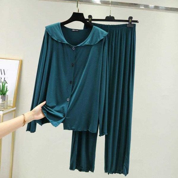 modal long sleeved bottoming shirt loose pajamas casual pants two piece set