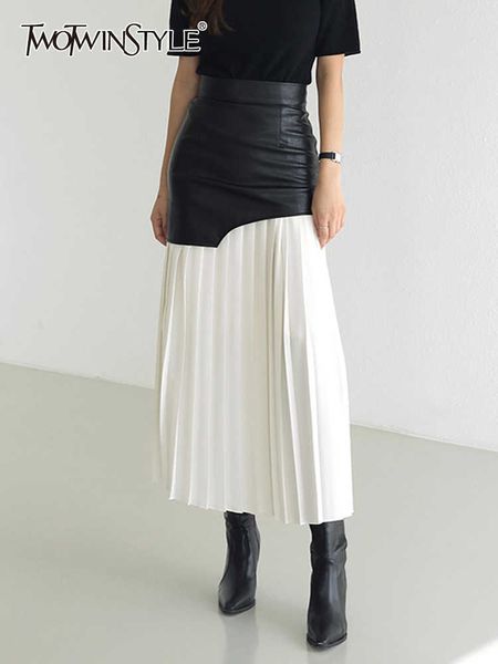 rukas casual patchwork pu skirt for women high waist midi folds pleated skirts female 2023 spring fashion clothing style, Black
rukas casual patchwork pu skirt for women high waist midi folds pleated skirts female 2023 spring fashion clothing style, Black