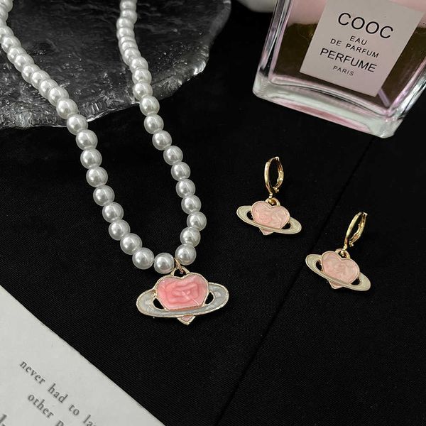 western empress dowager jewelry drop glaze pink love planet pearl necklace female heart lovely fashion earrings, Silver
western empress dowager jewelry drop glaze pink love planet pearl necklace female heart lovely fashion earrings, Silver