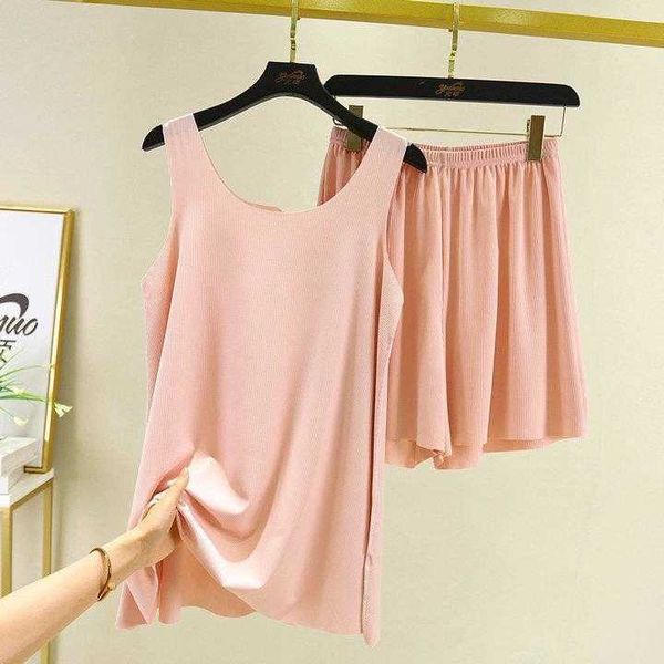 pajamas womens summer home large size loose ice silk u neck vest shorts 2 piece suit
pajamas womens summer home large size loose ice silk u neck vest shorts 2 piece suit