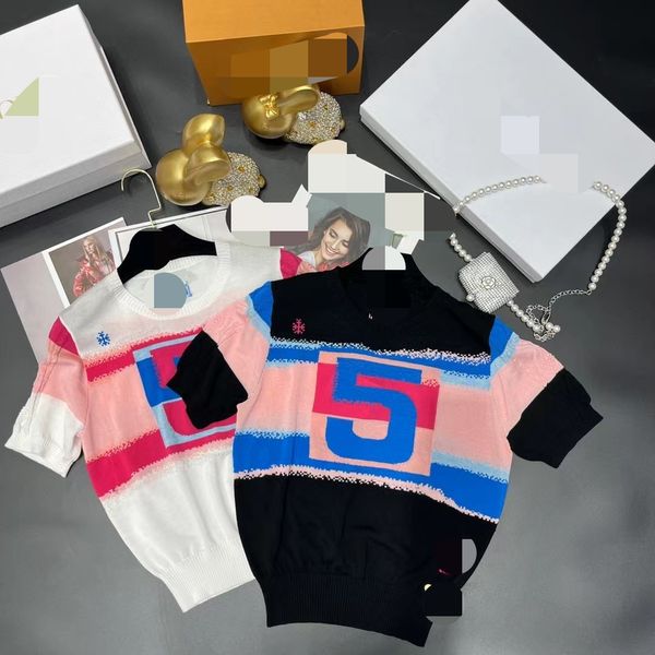 322 2023 spring brand same style sweater short sleeve crew neck pullover fashion womens clothes womens qian288, White;black
322 2023 spring brand same style sweater short sleeve crew neck pullover fashion womens clothes womens qian288, White;black