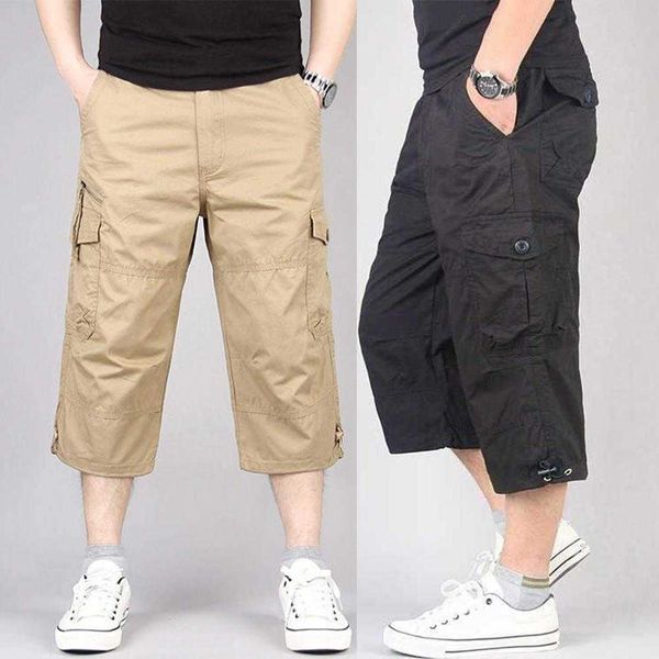 men's shorts summer casual cotton cargo overalls long length multi pocket breeches military capri pants male cropped p230308, White;black
men's shorts summer casual cotton cargo overalls long length multi pocket breeches military capri pants male cropped p230308, White;black