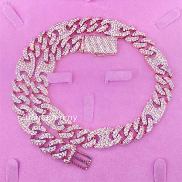 15mm rose gold color big bling iced out moissanite miami hip hop jewelry cuban link chain, Silver
15mm rose gold color big bling iced out moissanite miami hip hop jewelry cuban link chain, Silver